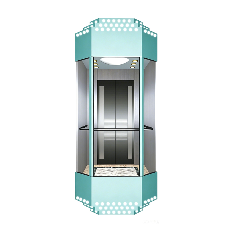 Achthoekige halfronde glazen lift van 270 graden met plafond van acrylverlichting